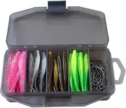 Generic 61pcs/Set Artificial Lure Hook Fork Tail Simulation Bionic Lures Gear Tools with Storage Box Soft Lightweight Fishing Accessories