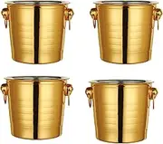 Mellisso 4PC 3L Stainless Steel Ice Bucket Thick Ice Bucket Ice Bucket (Gold)