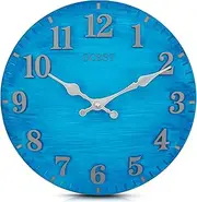 OCEST 12 Inch Indoor Outdoor Clock, Waterproof Resin Outdoor Wall Clock, Silent Non-Ticking Battery Operated Decor for Garden Pool Patio (Blue)