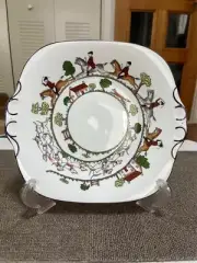 VINTAGE WEDGWOOD FOX HUNTING SCENE COLLECTORS PLATE 22.5cm used from Japan