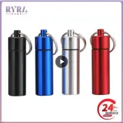 Aluminum Alloy Portable Pill Box Case Waterproof Keychain Hanging Capsule Bottle