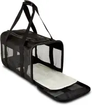 Medium Soft-Sided Mesh Travel Pet Carrier for Cat Dog Black