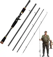 Portable Fishing Pole, Casting Rod Spin Rod Travel Fishing Pole, Baitcasting Rod, 2.1-Meter, High Sensitivity for Fresh & Saltwater