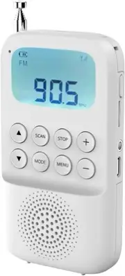 Digital AM FM Walkman Radio with Bluetooth, Portable Rechargeable White