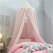 Bed Canopy, Round Dome Hanging Canopy for Baby Brib Kids Bed Room Decor Reading Nook Indoor Outdoor Playing Castle (White) (Color : Light Pink)