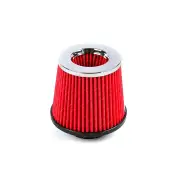 SAAS Pod Filter Red Urethane Chrome Top 76mm Neck Collar with Hose Clamps