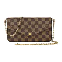 在飛比找Yahoo奇摩購物中心優惠-LV N63032棋盤格LOGO Damier Ebène帆