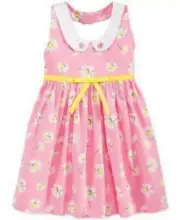 BABY GIRLS' FLORAL PRINT PETER PAN COLLAR HALTER DRESS