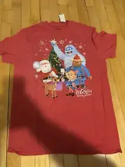 Rudolph the red nosed reindeer Christmas Tee Shirt Medium Red Snowman