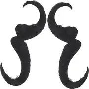 2pcs Fake Mustaches Stick on Mustaches Realistic Fake Beard for Men for Halloween Party and Cosplay Costume Props Supplies Black
