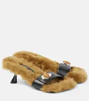 [Christopher Esber] Christopher Esber Turnlock shearling-trimmed mules UK 4 brown