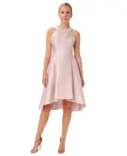 Adrianna Papell Women's Beaded-Neck Mikado Dress