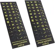 KOMBIUDA 2pcs Keyboard Stickers Durable English Letter Replacement for Laptops Desktops Dustproof Slip Design Easy to Install Elegant Finish