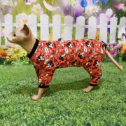 Pajama for cat Mikey Mouse print, Cat Pajama with zipper from knot cotton