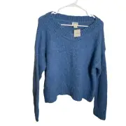 Club Monaco Sweater Women's Medium Blue Italian Yarn Alpaca Blend Chunky NWT