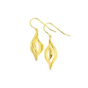 9ct Gold Polished & Diamond-cut Pointed Open Wave Hook Drop Earrings