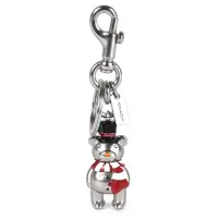 在飛比找Yahoo奇摩購物中心優惠-COACH 聖誕節限定款立體泰迪熊造型雙扣環鑰匙圈-銀色