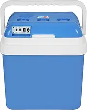 Cobuy Mini Fridge Electric Cooler and Warmer for Car- 12V DC Electric Cooler Car Refrigerator with Automatic Locking Handle, 24L Portable Car Fridge for Travel and Camping, Blue