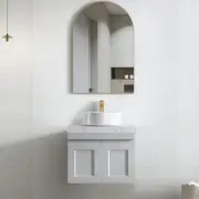 HAMPTON MATTE GREY MARK II 600MM WALL HUNG VANITY CABINET STONE/CERAMIC TOP