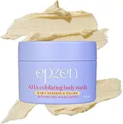 epzen AHA Exfoliating Body Wash Maple Syrup - Natural AHA Blend for Luminous Skin, Quartz Exfoliation, Grape Seed Oil, Revitalising Dull Skin - 200mL