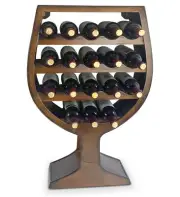 CoTa Global Rustic Wine Glass Shaped Wall Mounted Wooden Wine Rack - 18 Bottles