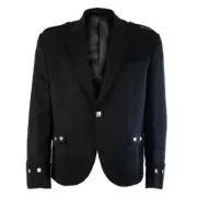 Scottish Black Argyle Kilt Jacket With Vest Serge Wool Wedding Argyle Jacket