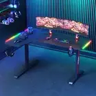 L Shaped Gaming Desk LED Carbon Fiber Desk Gamer Workstation 140cm Black