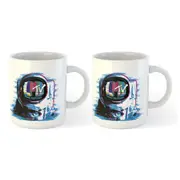 2x MTV Moon Man Retro Style 00's Print Coffee Mug Drinking Cup 300ml