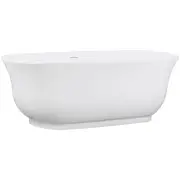 Marietta 170cm Freestanding Acrylic Bath w White Overflow &amp; Waste, Gloss White