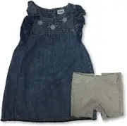 Hudson Kids! Girl's Denim Fringe Dress with Shorts 2 Piece Set