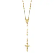14K Yellow Gold Polished Faceted Beads Rosary Necklace