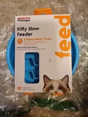 Petstages Kitty Cat Slow Feeder Bowls Healthy Eating blue