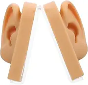 DECORNIJIA 1Set Silicone Ear Model for Jewelry Display and Piercing Practice Realistic Fake Human Ear Training Tool Durable Dual Ear Display Stand for Earring Accessories and Teaching