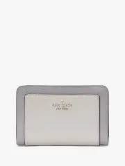 Lena Colorblock Pebbled Leather Medium Compact Bifold Wallet