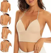 Low Back Bras For Women - Seamless Wire Free Bralette Backless Bras Skin XL