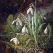 Forest floor piece with snowdrops Tile Mural Kitchen Bathroom Backsplash 18x18