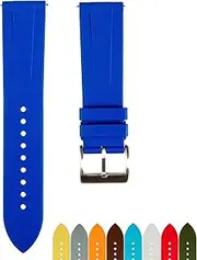 [Strapseeker] Zac Premium FKM Rubber Watch Band - Quick-Release Vulcanised Fluoro Rubber Watch Straps -20mm-22mm- Compatible with Tudor, Omega, Rolex, Smart Watches- Replacement Watch Bands for Men & Women (20mm, Royal Blue)