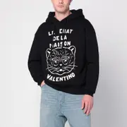 [Valentino] Black sweatshirt with Le Chat de la Maison patch L Black