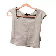 Almost Famous Light Gray Cap Sleeve Crop Top - Size XL