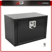 24"x14"x16" Black Storage Tool Box W/2x Chain + 1x Lock For Truck RV Garage