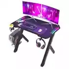 Gaming Desk Computer Table with LED Lights and Cup Holder RGB 100cm