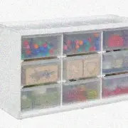 SewNeat 9-Drawer Organizer: White Plastic Storage Unit with Clear Drawers for Se