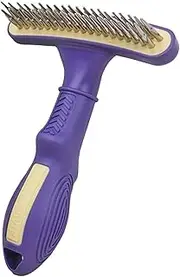 Groom Undercoat Rake, dog Brush Comb, Pet Grooming Comb,11x16x3.3cm Effective Deshedding Non-Slip Grip Handle Double Row Design Easy to Clean for Dogs & Cats