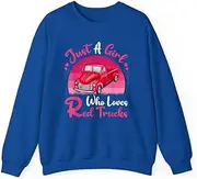 [X.Style] Red Truck Lover Vintage Just A Girl Who Loves Red Trucks ds043 Sweater Royal 2XL