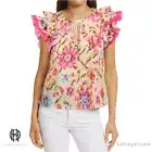 NWT Hause of Harlow Floral Print Ruffle Sleeves Peasant Blouse Top S, M, L