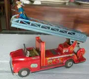 JAPAN TIN FIRE ENGINE FRICTION POWERED TOY NEW+BOX