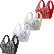 [ZRBDHGF] Wire Free Bras For Women Full Support, Coverage Support Minimizer Soft Underwire Everyday Bra Wireless Push Up Bra, Red, Large