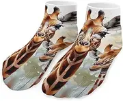 [QMNVBDS] Watercolor Deer Giraffe Socks Ankle Length Socks Casual Short Socks for Women Men Low Cut Sports Socks Running Socks No Show Socks Ankle Socks Athletic Socks Workout Socks, Style, One Size