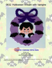 Wreath with Vampire and Bats- Plastic Canvas Pattern or Kit-Halloween