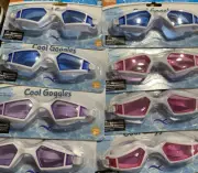 Youth Colored Lenses Swim Goggles, Anti-Fog & UVA Adjustable Strap 8 Pair